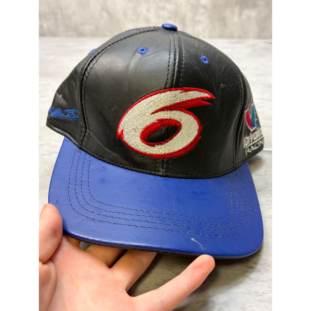 Vintage Mark Martin #6 Nascar Valvoline Racing Leather Strapback Hat OSFA