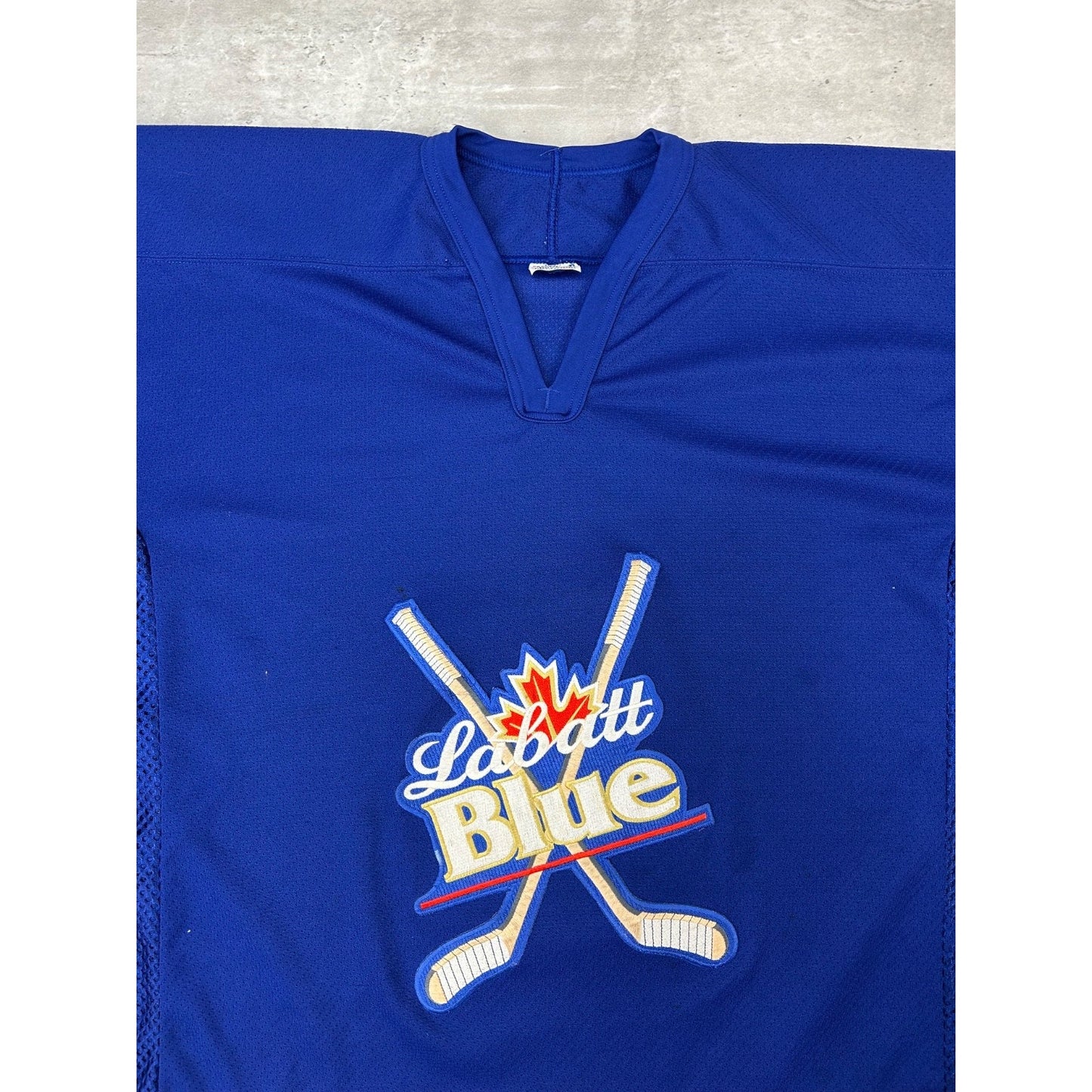 Vintage 90s Labbatt Blue Stitched CCM Hockey Jersey Size XL Blue