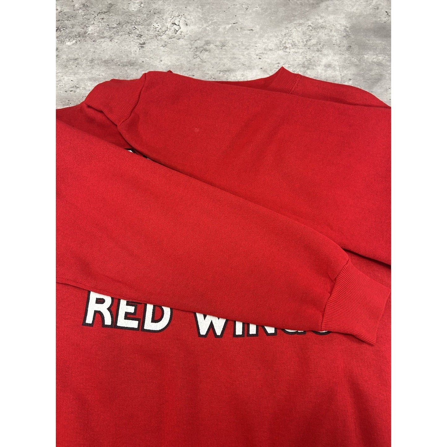 Vintage 80s Detroit Red Wings NHL Starter Spellout Graphic Sweatshirt Size Large