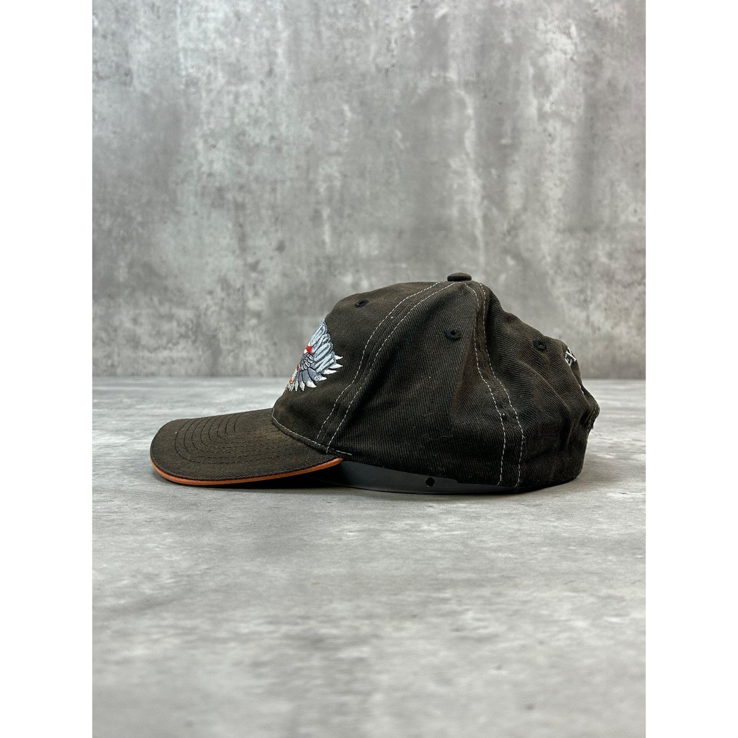 Vintage 2000s Harley Davidson Embroidered Winged Logo Strapback Hat OSFA