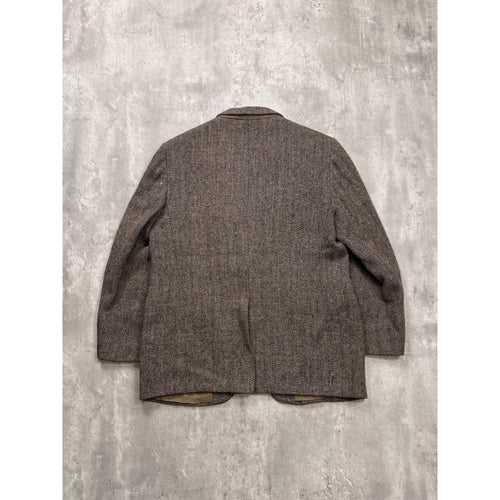 Vintage 1980s/90s Harris Tweed Brown Herringbone Sport Jacket Size XL