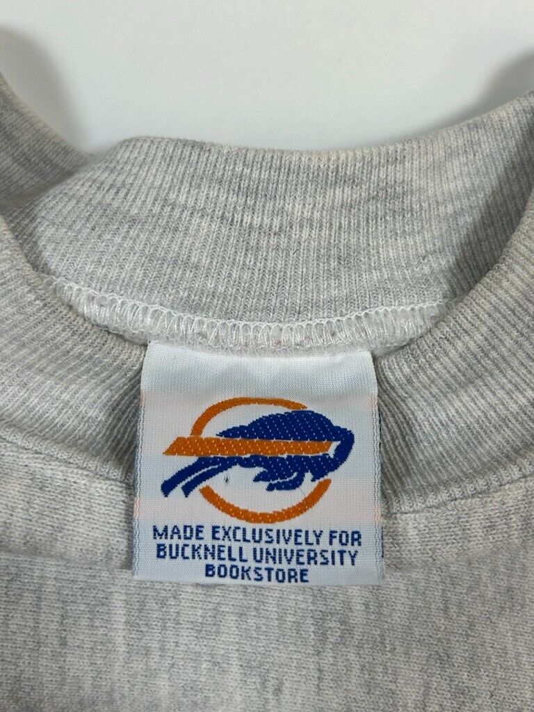 Vintage 90s Bucknell Bisons NCAA Arc Spell Out Collegiate Sweatshirt Sz XL Gray