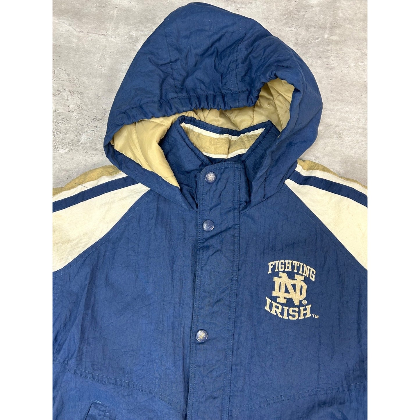 Vintage 90s Notre Dame Fighting Irish NCAA Insulated Starter Jacket Size Small