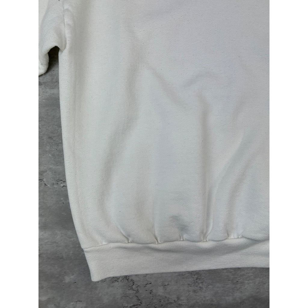 Vintage 90s JERZEES Blank Pullover Hooded White Sweatshirt Size Large