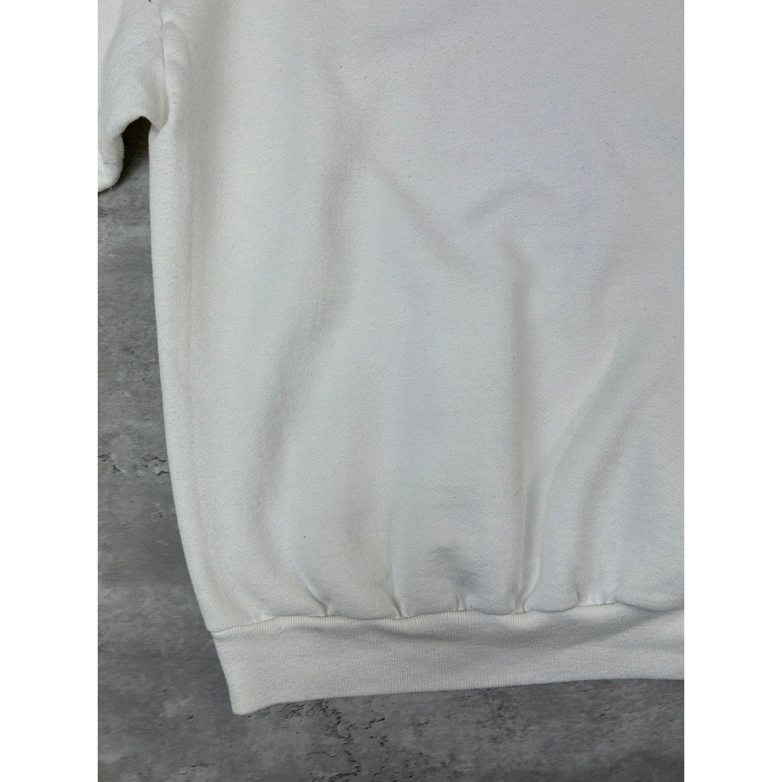 Vintage 90s JERZEES Blank Pullover Hooded White Sweatshirt Size Large