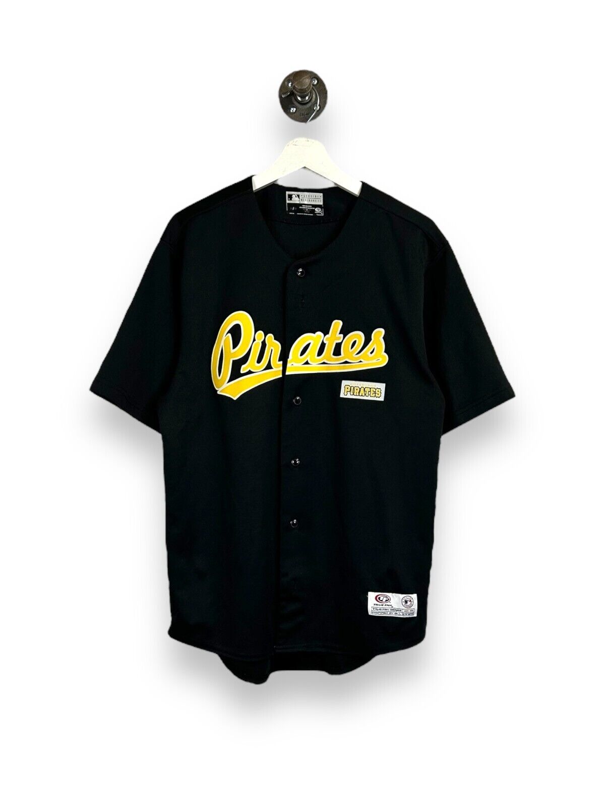 Pittsburgh Pirates MLB Script Spell Out Baseball Jersey Size Medium Black