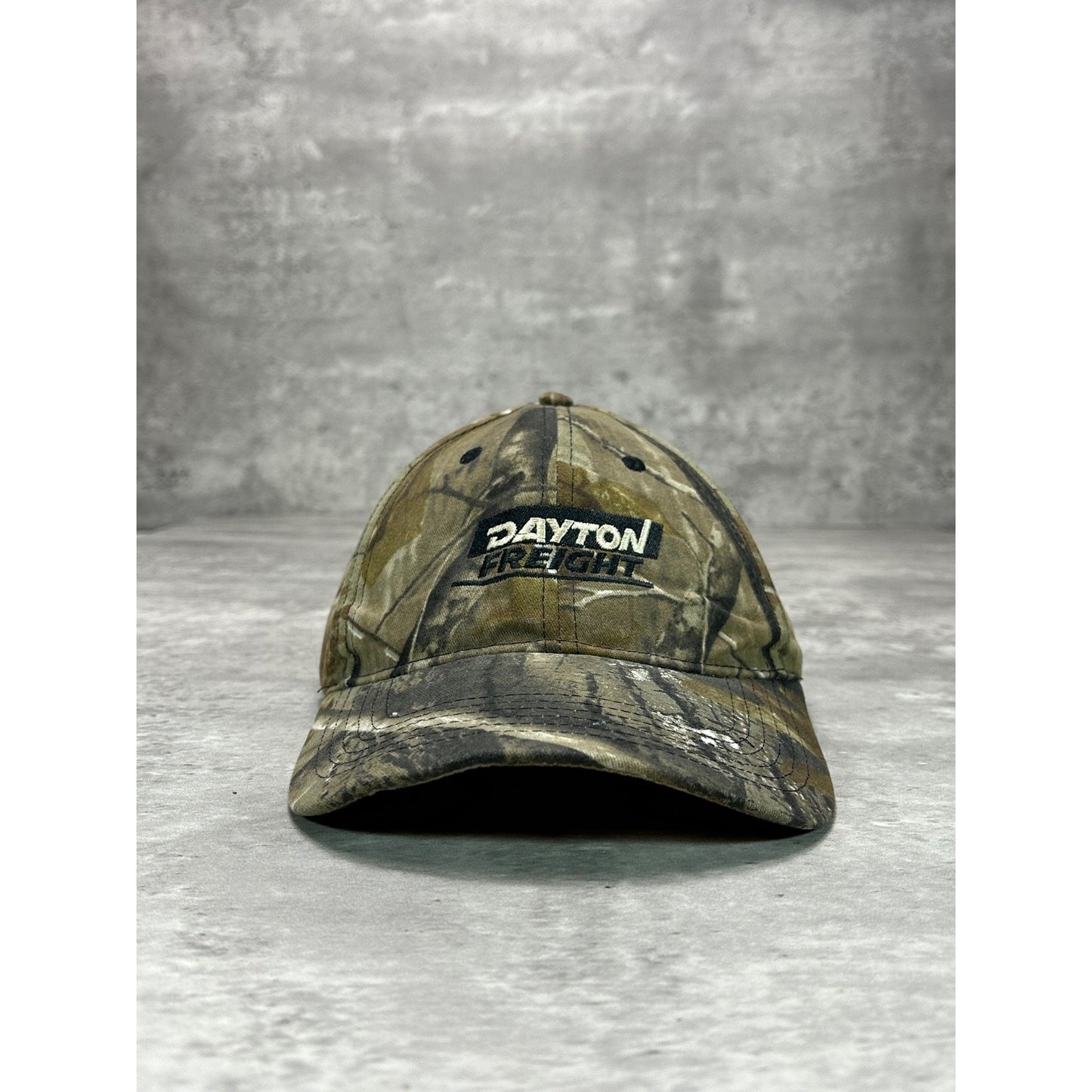 Vintage Dayton Freight Tree Camo Embroidered Spellout Hunting Strapback Hat OSFA