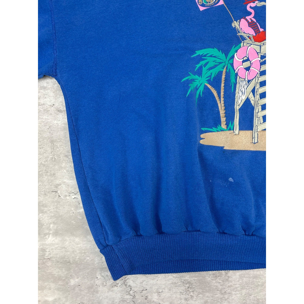 Vintage 80s/90s Flamingo Lifeguard Cartoon Graphic Sweatshirt Size XL