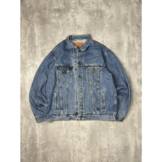 Vintage 90s Levis Red Tab Medium Wash Denim Type 3 Trucker Jacket Size Large