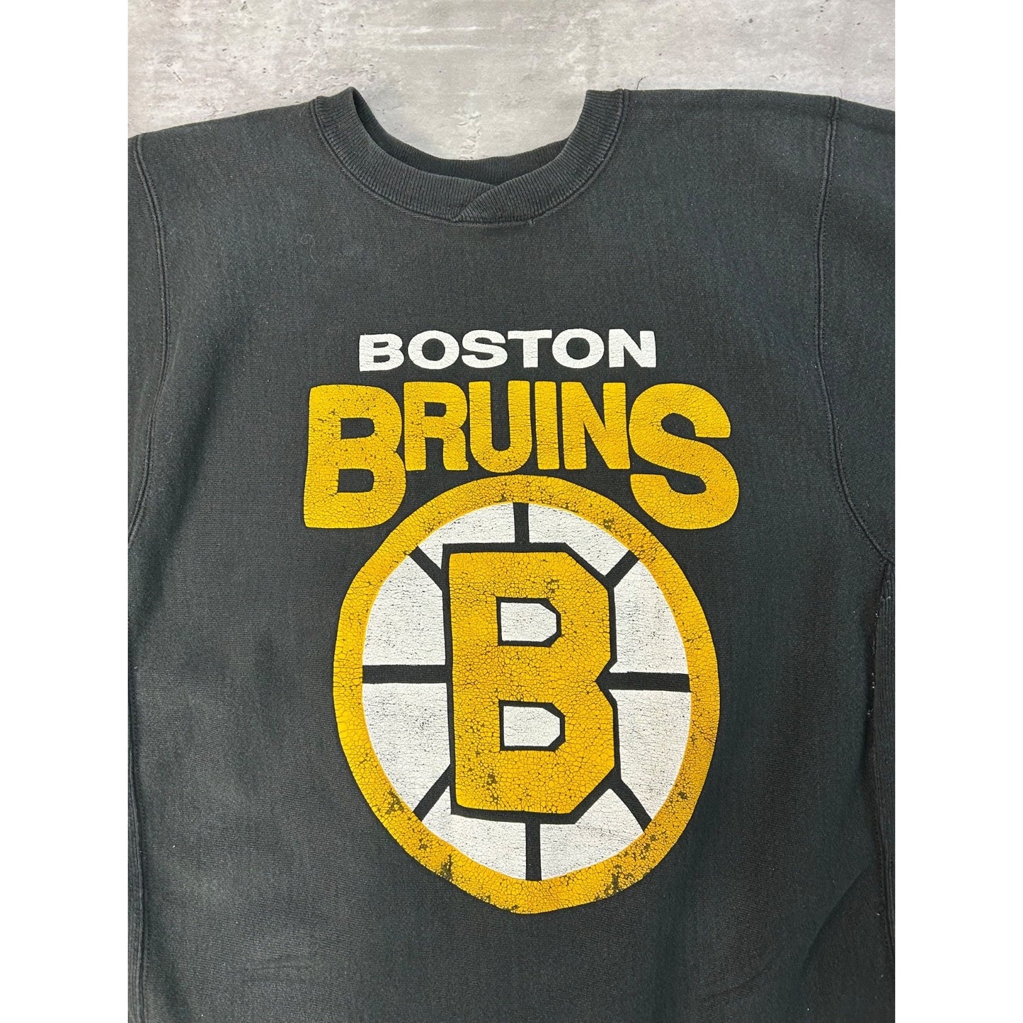 Vintage 90s Boston Bruins NHL Big Logo Spellout Hockey Sweatshirt Size Large