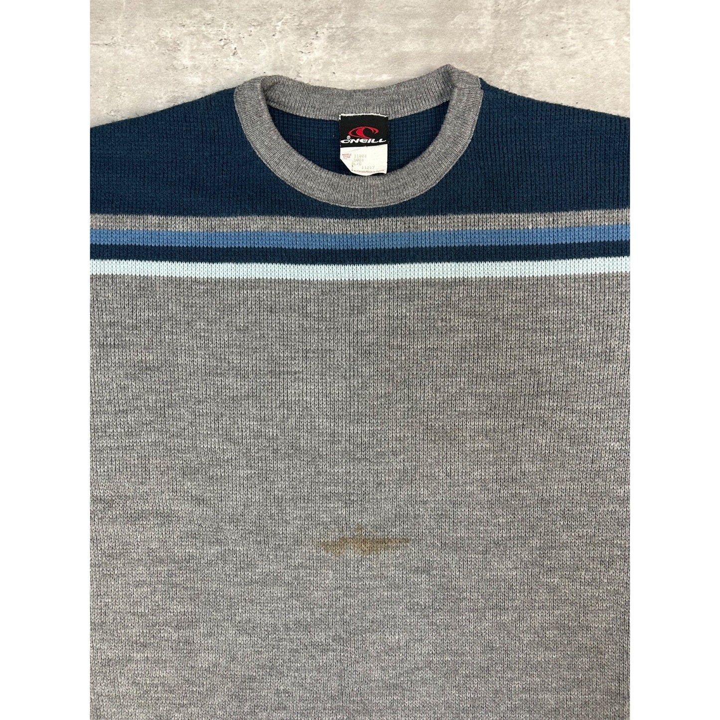 Vintage 90s O'Neill Embroidered Logo Striped Pullover Knit Sweater Size Large