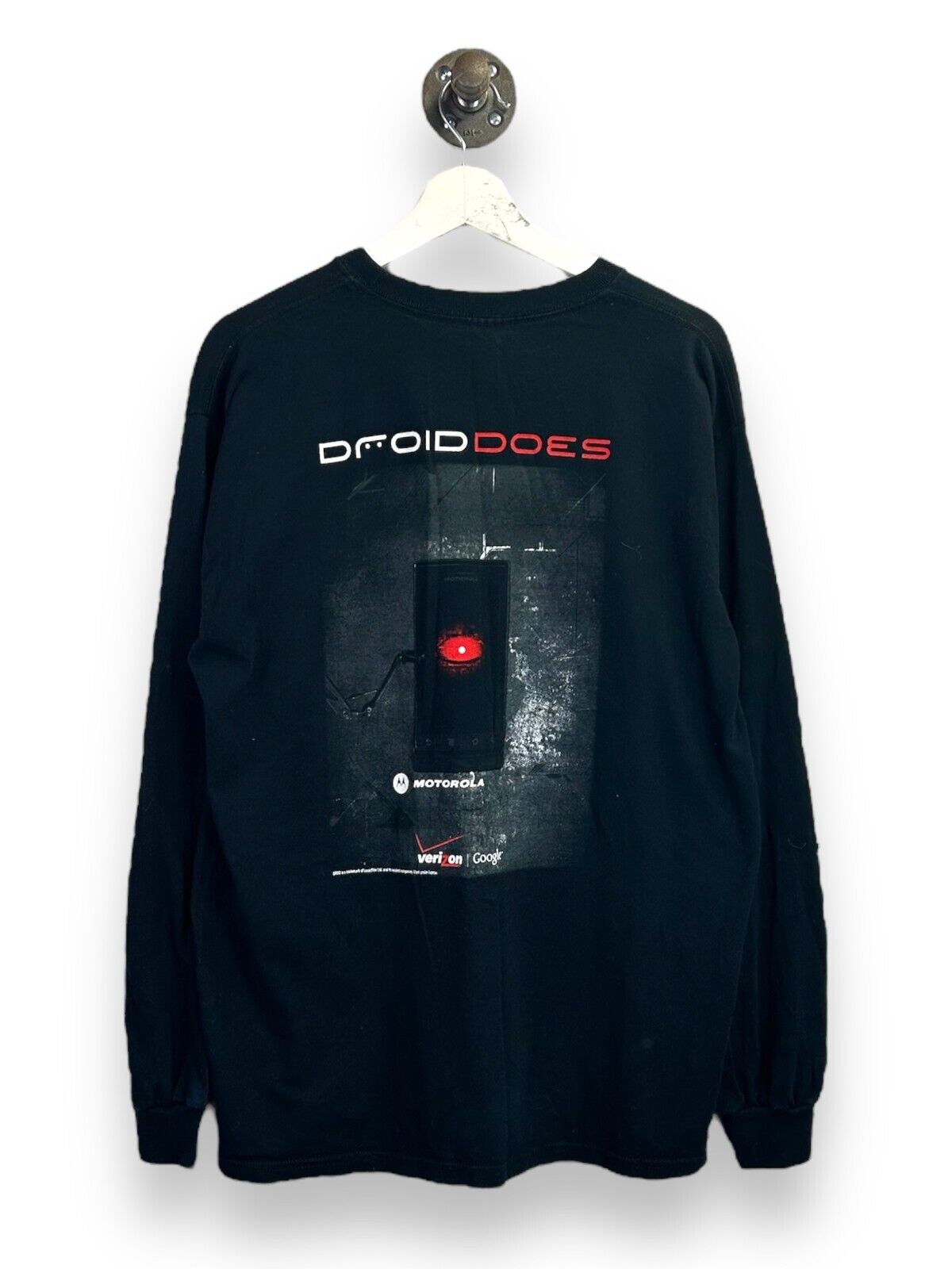 Droid Does Motorola Android OS Promo Graphic Long Sleeve T-Shirt Size Large