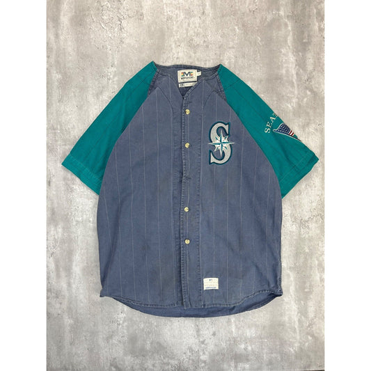 Vintage 90s Seattle Mariners MLB Pinstripe Mirage Baseball Jersey Size XL