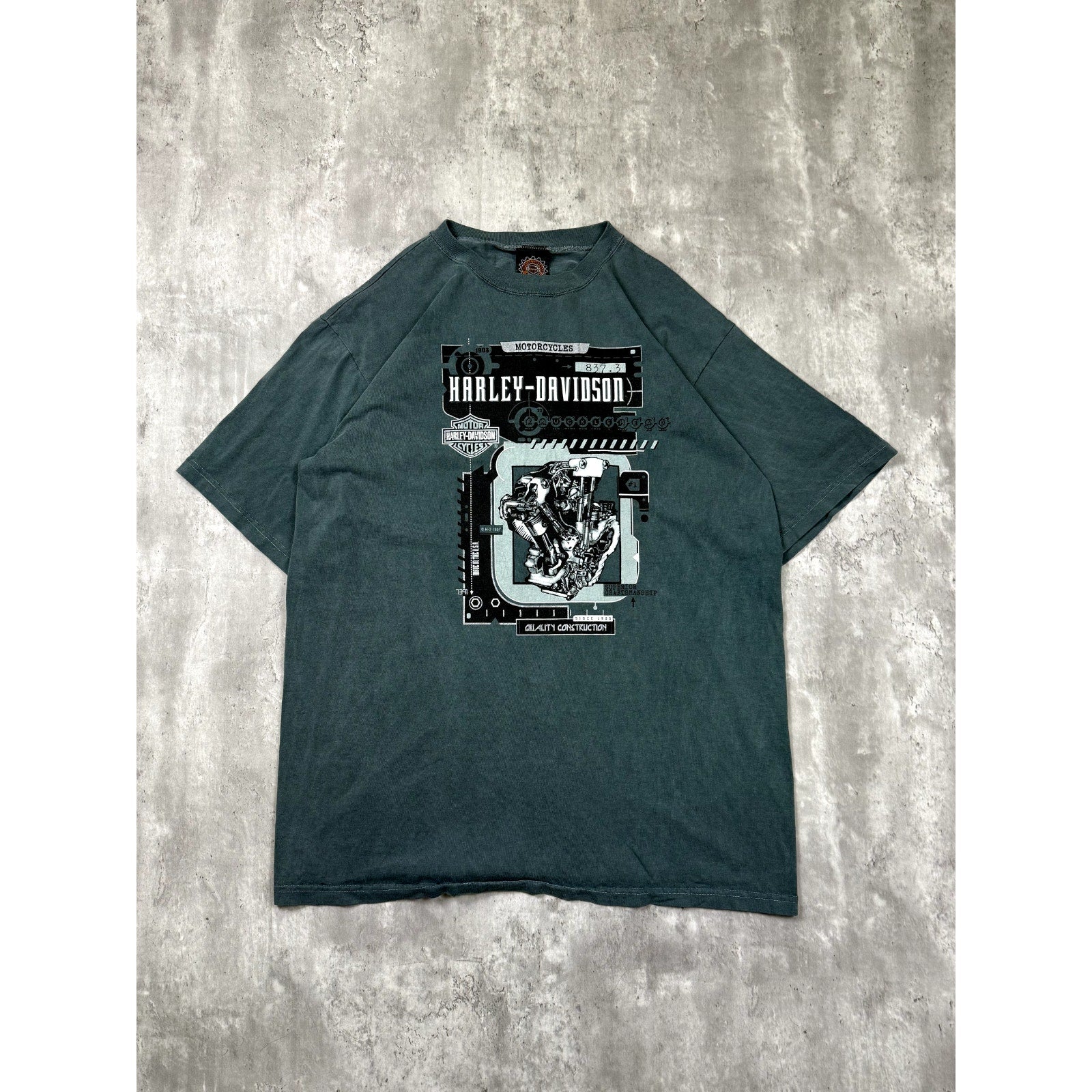 Vintage Harley Davidson Knucklehead Engine Graphic T-Shirt Size Large