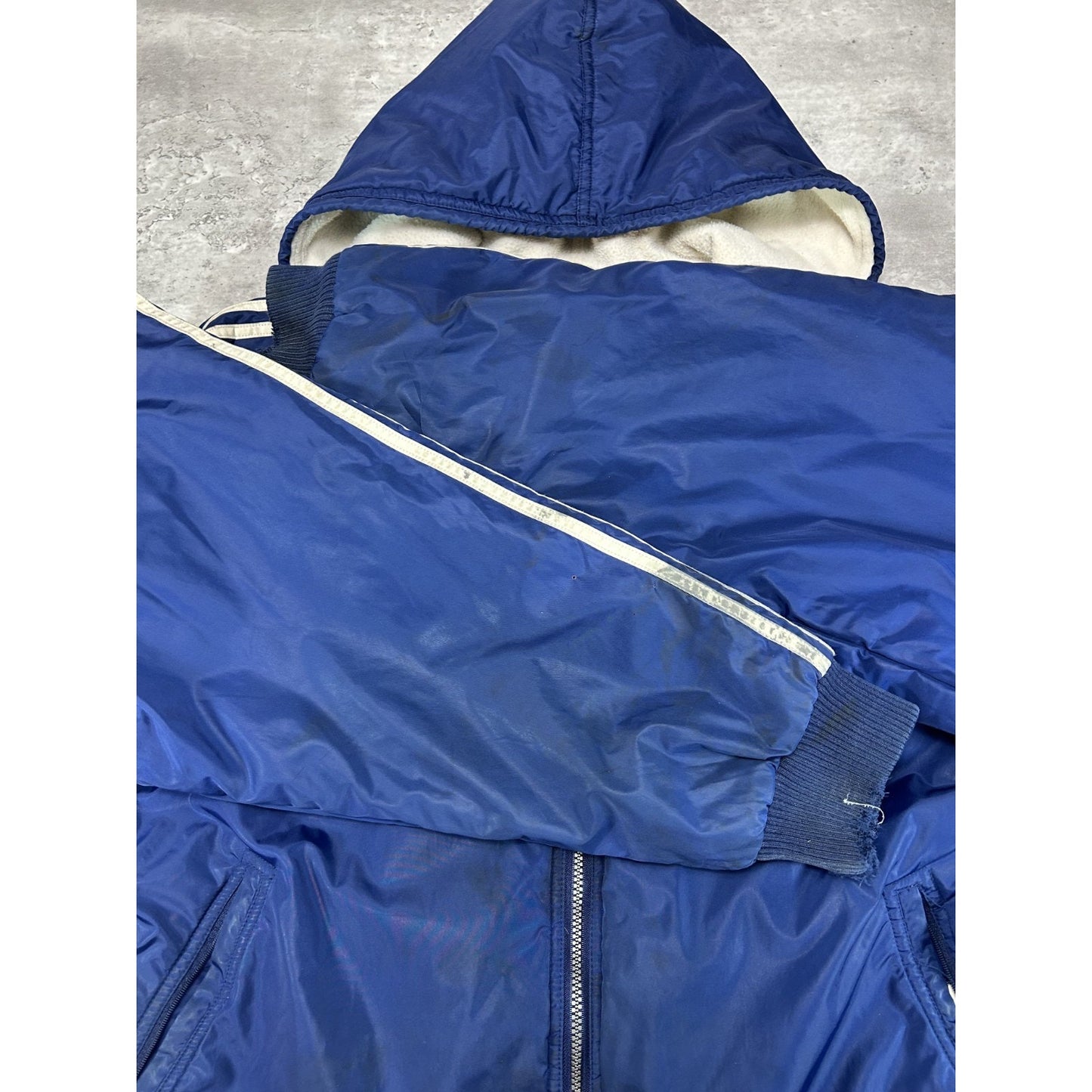 Vintage 90s Adidas Embroidered Trefoil Reversible Full Zip Hooded Jacket Size L