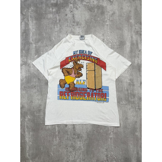 Vintage 1988 Alf My Idea Of Exercise Cartoon Character Graphic T-Shirt Sz Large