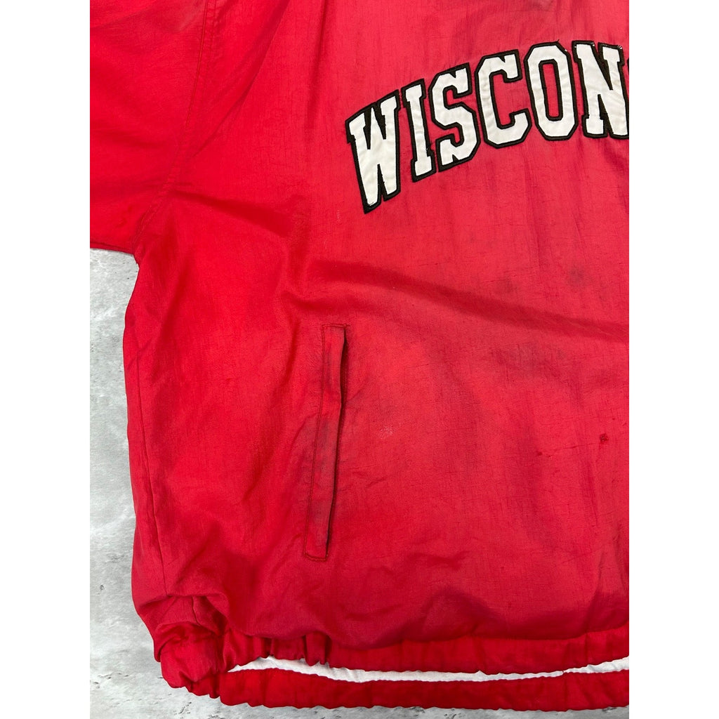 Vintage 90s Wisconsin Badgers NCAA Nylon Pullover Windbreaker Jacket Size XL