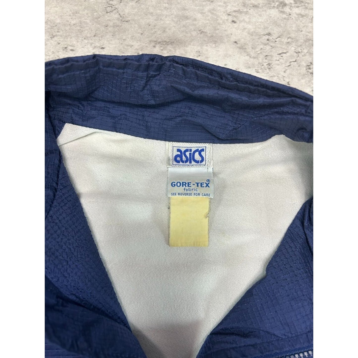 Vintage 90s Asics Gore-Tex Nylon Full Zip Windbreaker Jacket Size Medium Blue