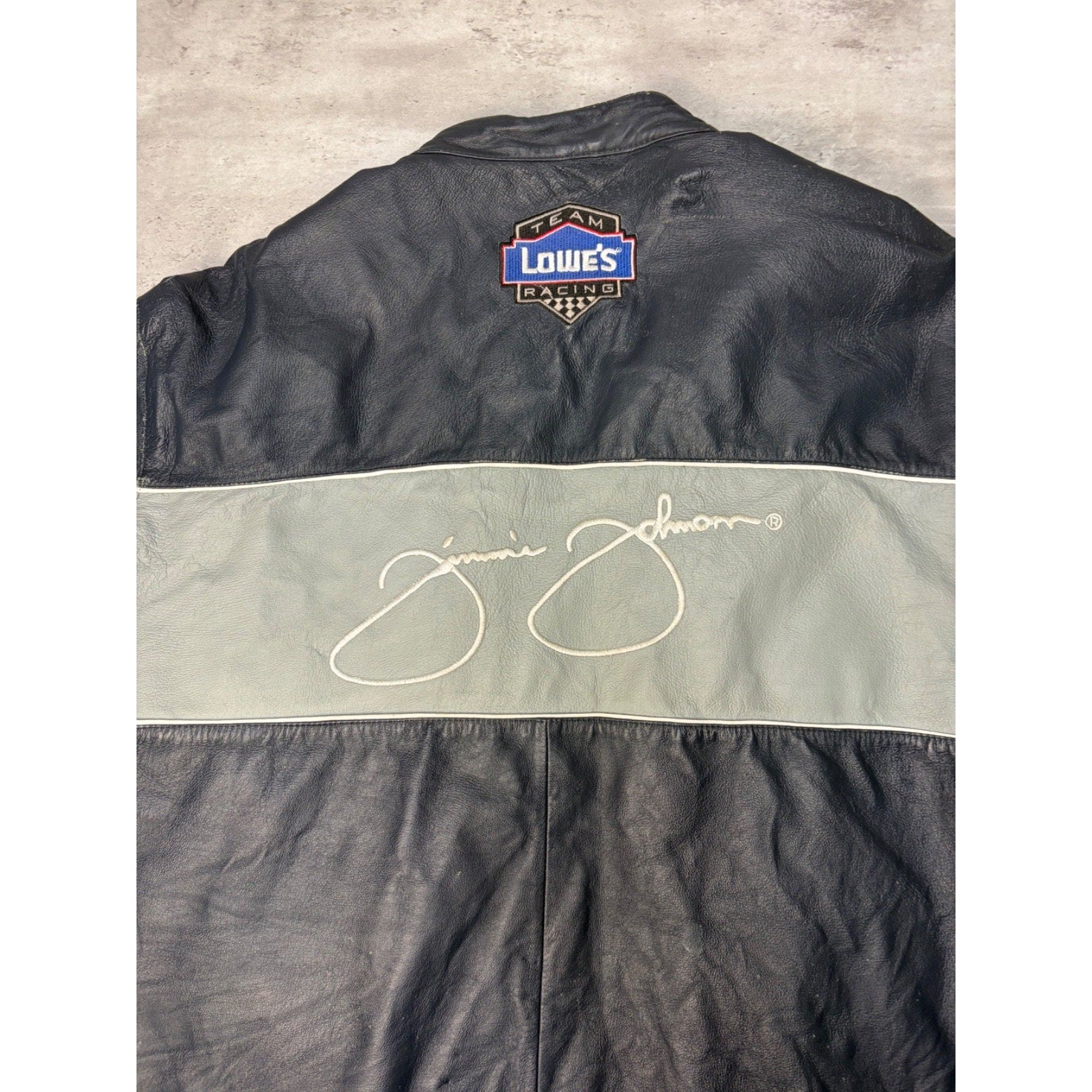 Vintage Jimmie Johnson #48 Nascar Embroidered Leather Race Jacket Size 2XL