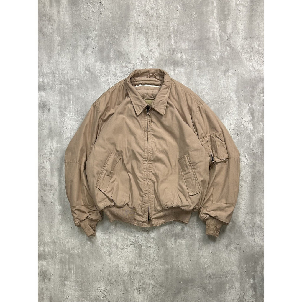 Vintage 90s Earth Tone Collared Full Zip Bomber Jacket Size XL