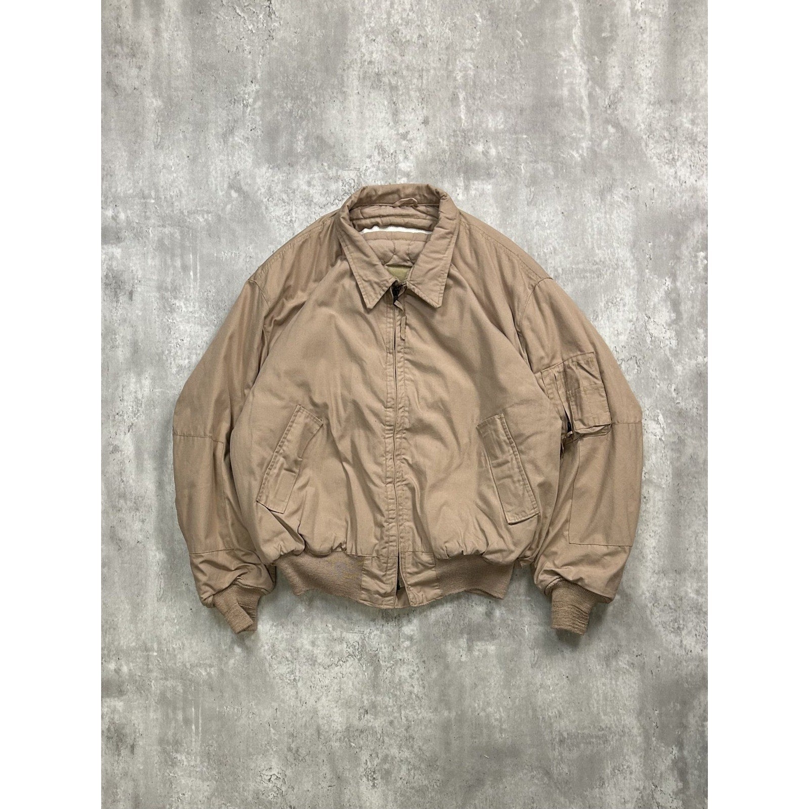Vintage 90s Earth Tone Collared Full Zip Bomber Jacket Size XL