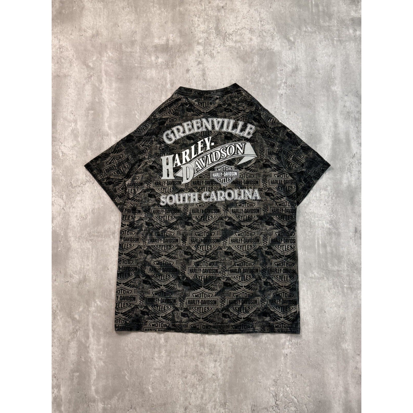 Vintage 1999 Harley Davidson Classic Logo All Over Print T-Shirt Size Large