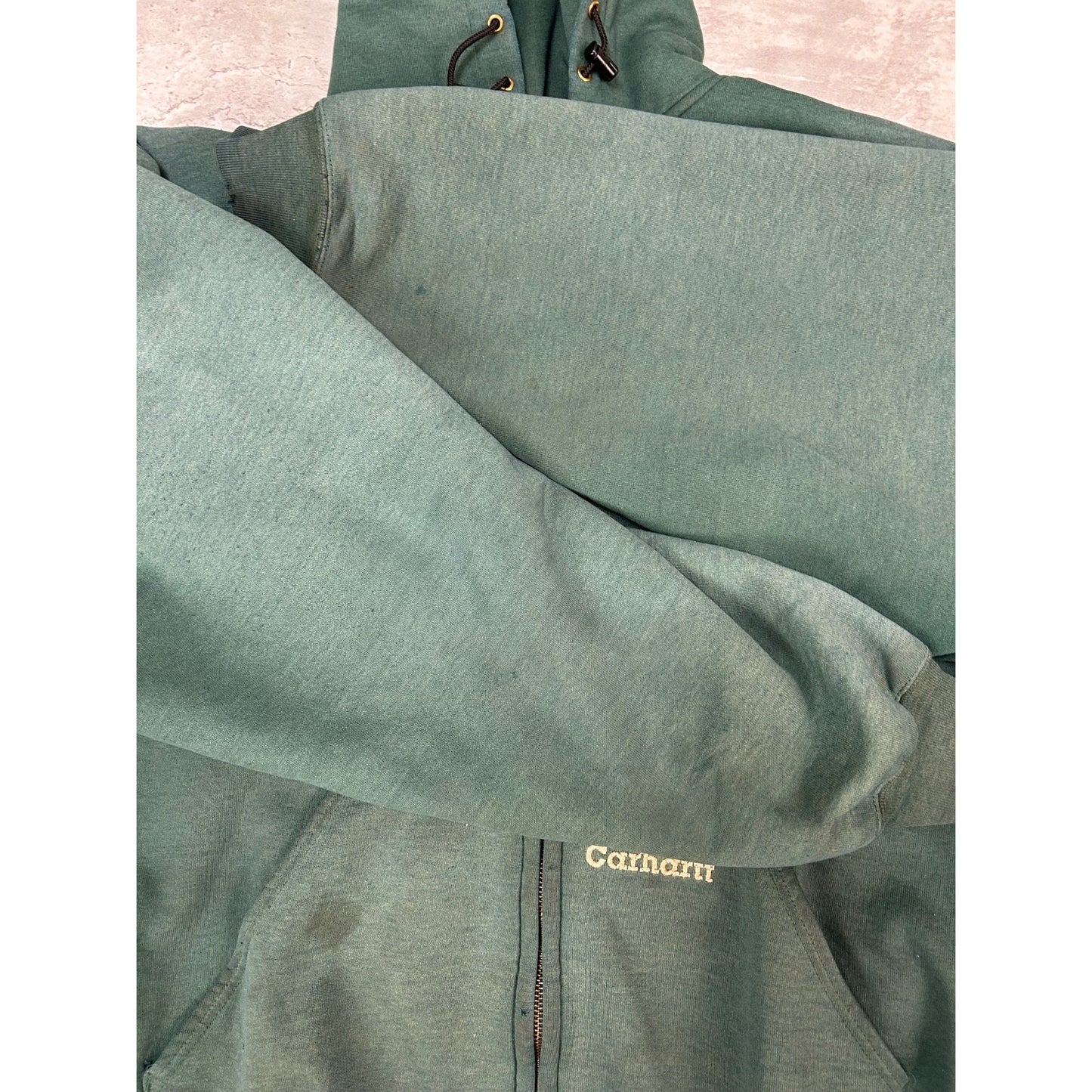 Vintage 90s Carhartt Embroidered Logo Thermal Lined Hooded Sweatshirt Size 2XL