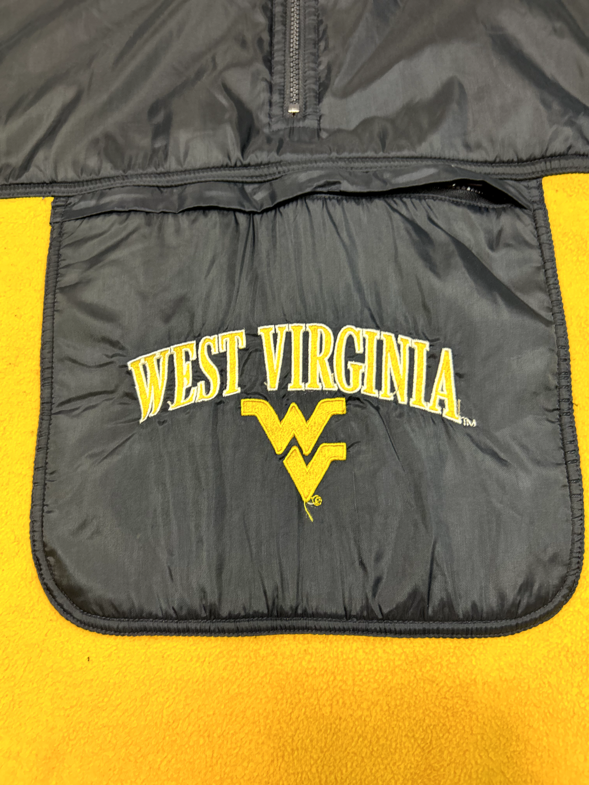 Vtg 90s West Virginia Mountaineers NCAA Champion 1/4 Zip Fleece Jacket Sz 2XL