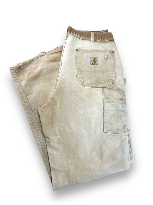 Vintage Carhartt Canvas Workwear Double Knee Pants Size 34W Beige