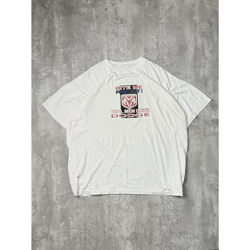 Vintage Bite Me Ford Boy Real Men Drive Dodge Car Slogan Graphic T-Shirt Sz XXXL