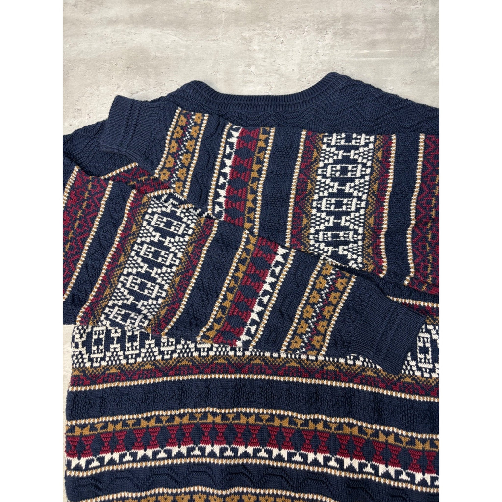 Vintage 90s Jantzen Abstract Pattern Textured Knit Sweater Size Large