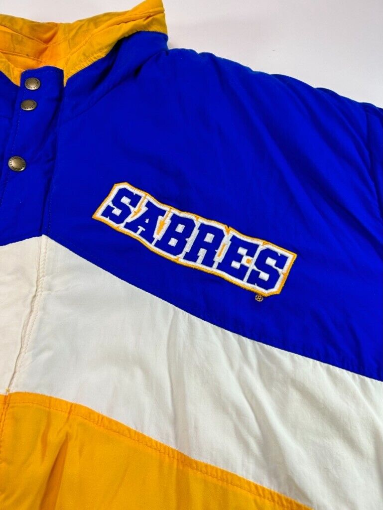 Vintage 90s Buffalo Sabres NHL Full Zip Insulated Hockey Jacket Size 2XL