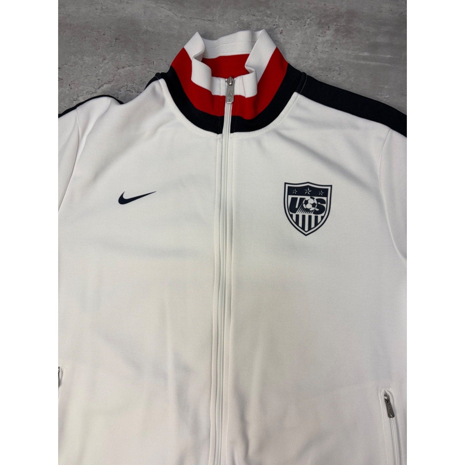 Nike Team USA Olympics Soccer White Full Zip Track Jacket Size XL