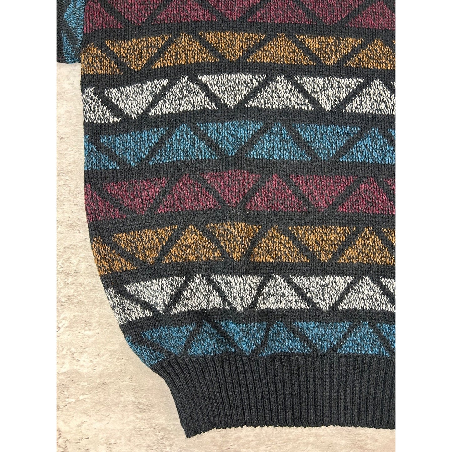 Vintage 90s Michael Gerard Diamond Striped Knit Sweater Size Large