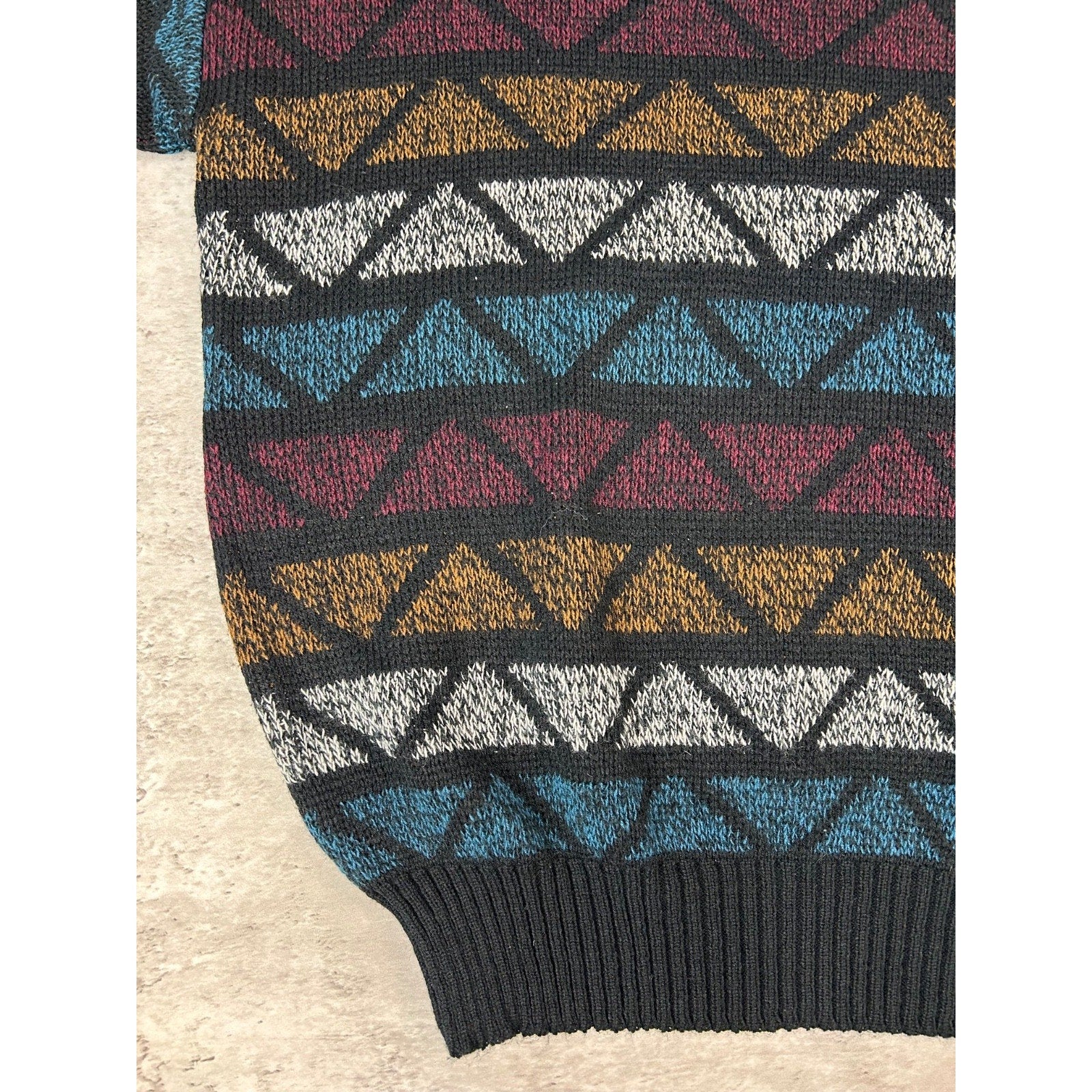 Vintage 90s Michael Gerard Diamond Striped Knit Sweater Size Large