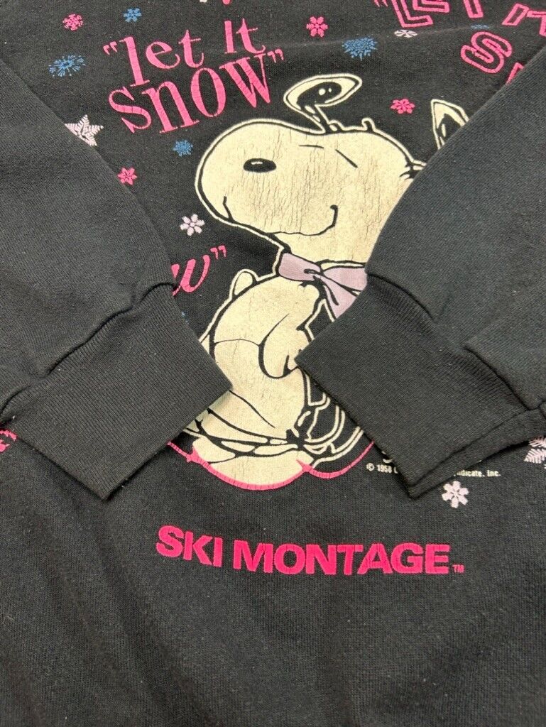 Vintage 80s Peanuts Snoopy Let It Snow Ski Montage Graphic Sweatshirt Size XL