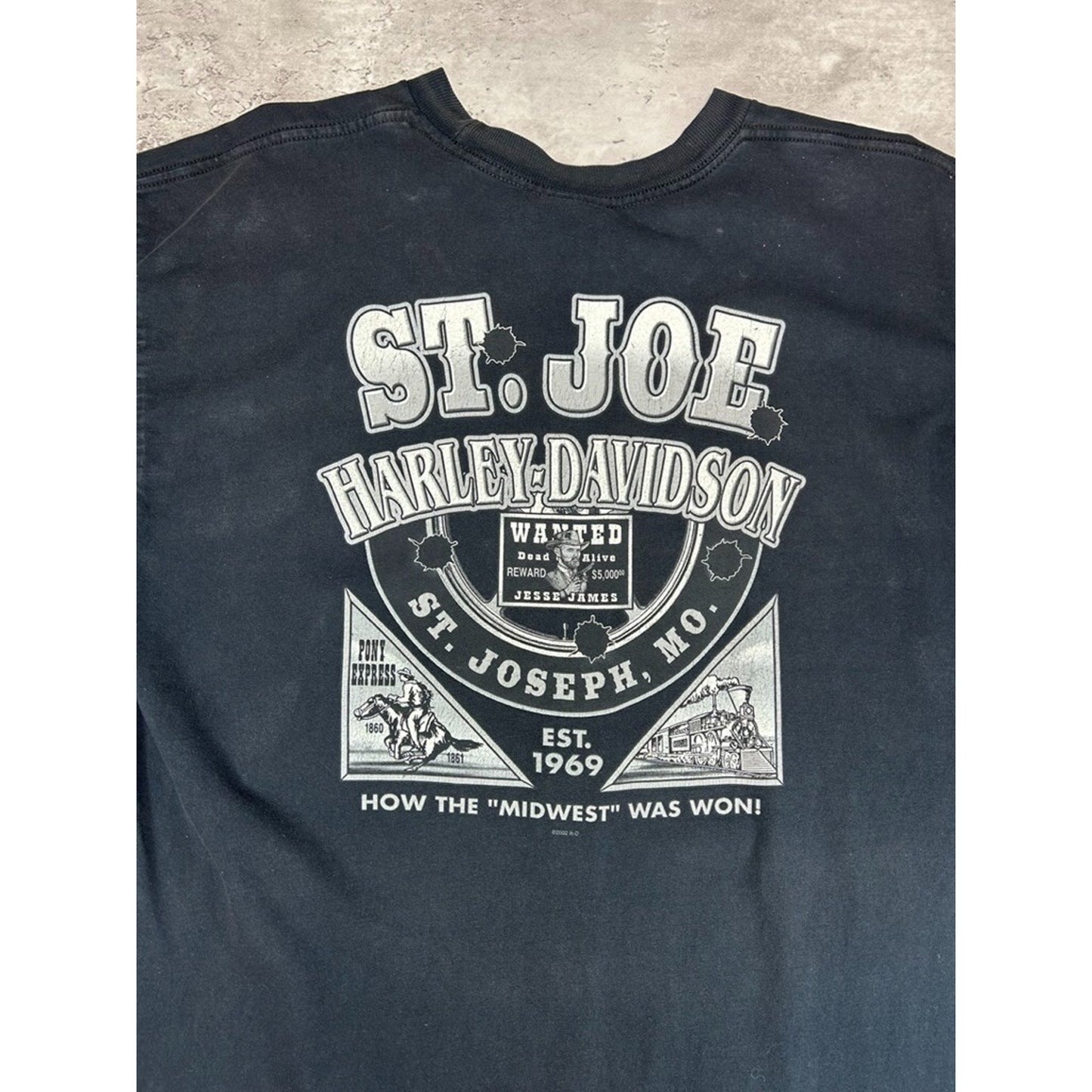 Vintage 2002 Harley Davidson Bald Eagle Graphic T-Shirt Size XL Black