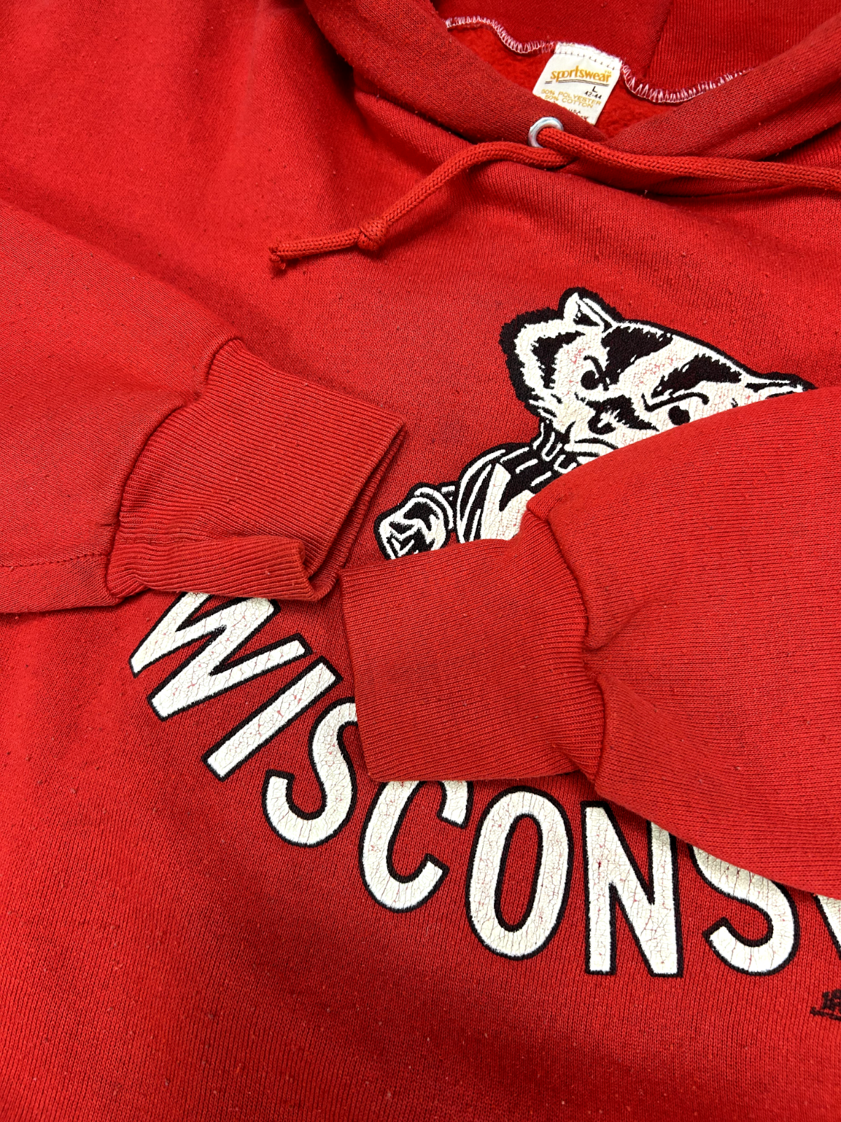 Vintage 80s Wisconsin Badgers NCAA Collegiate Mascot Graphic Sweatshirt Sz Large