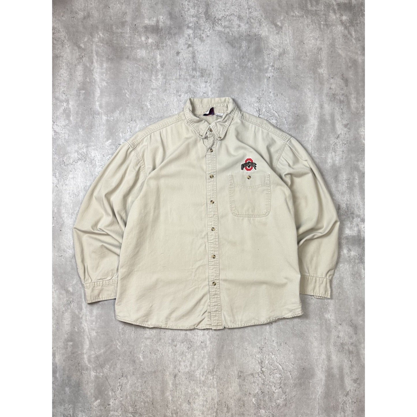 Vintage Ohio State Buckeyes NCAA Embroidered Logo Button Up Shirt Size XL