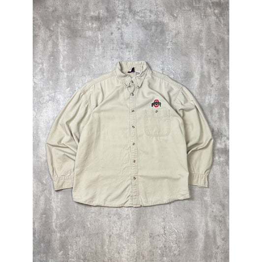 Vintage Ohio State Buckeyes NCAA Embroidered Logo Button Up Shirt Size XL
