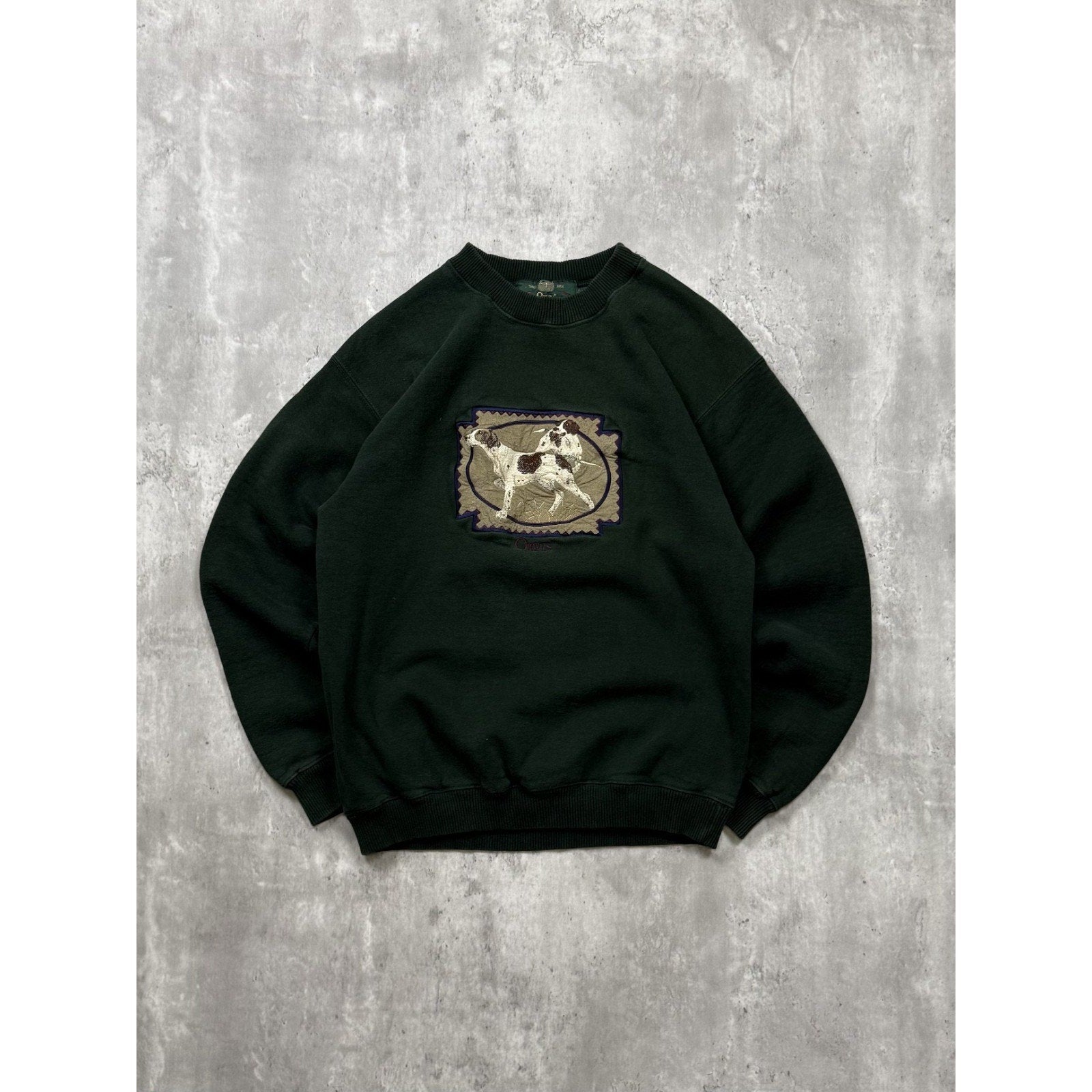 Vintage Orvis Outdoors Embroidered Dog Patch Sweatshirt Size Medium