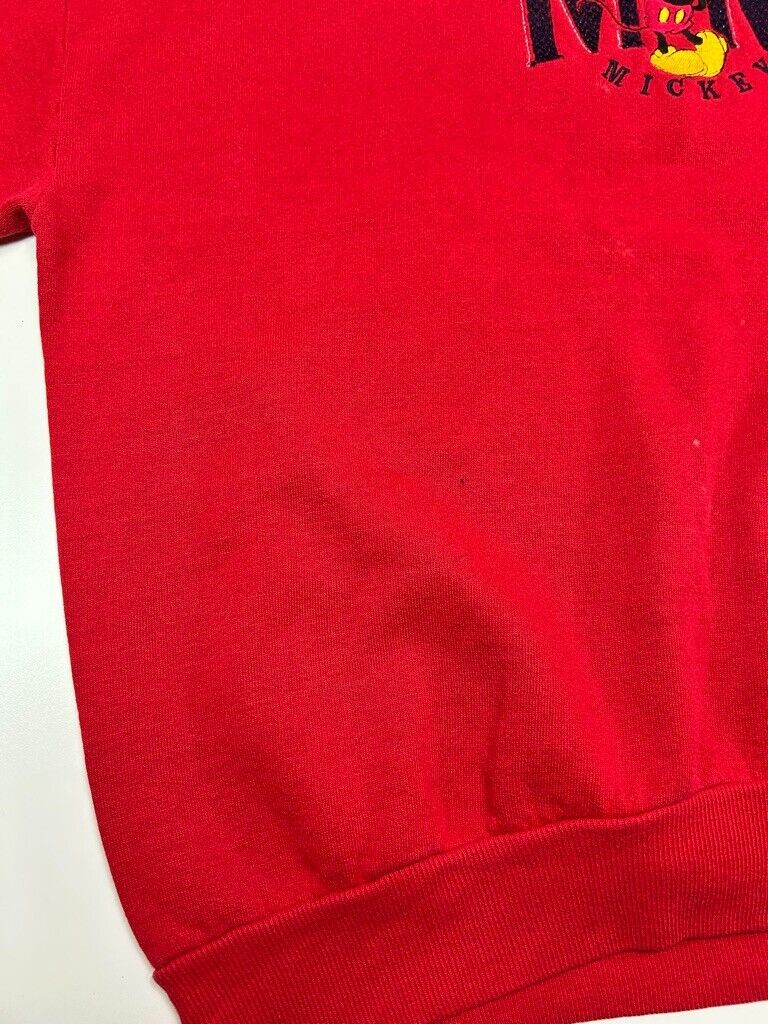 Vintage Disney Mickey Mouse Embroidered Cartoon Character Sweatshirt Size XL Red