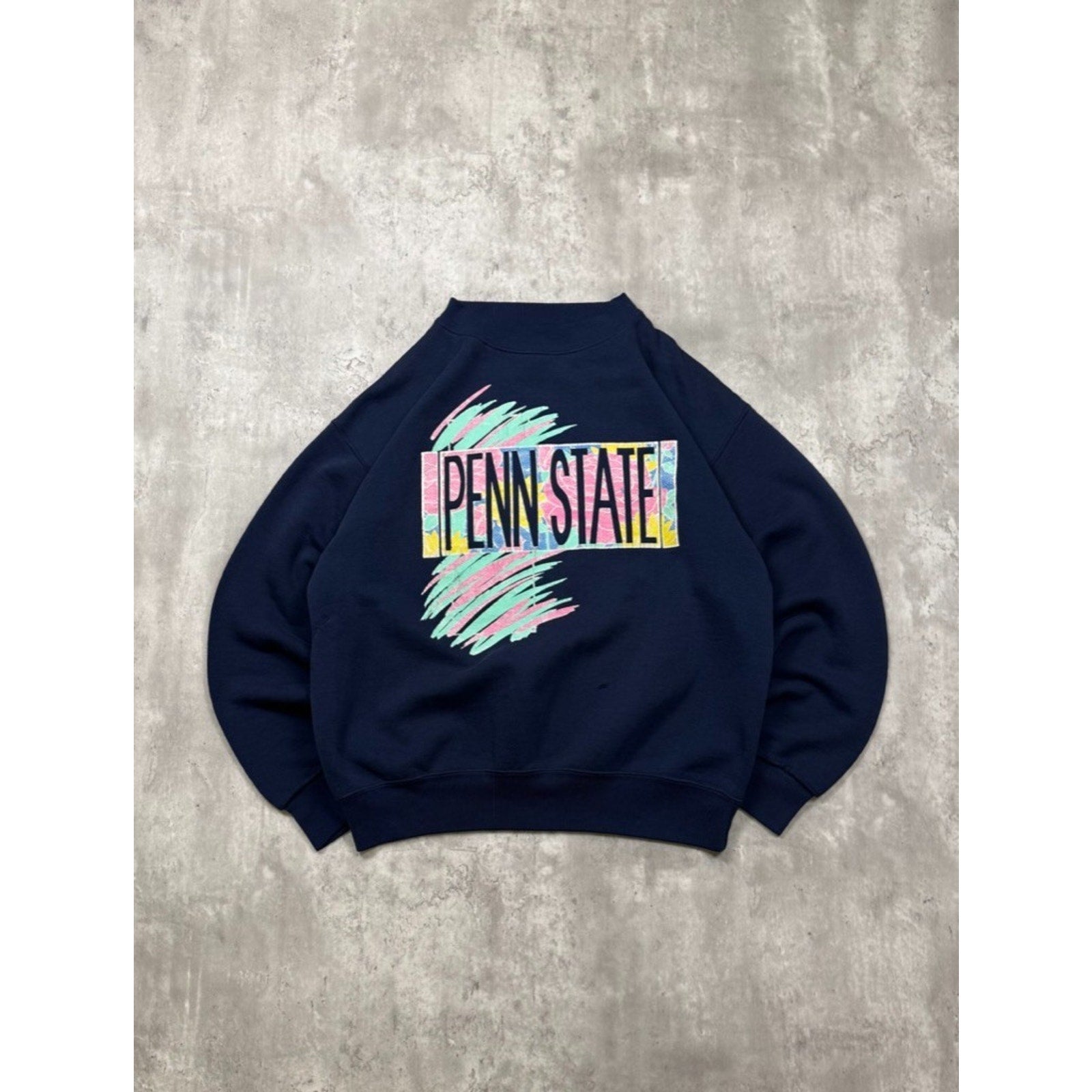 Vintage 90s Penn State Abstract Floral Graphic Spellout Sweatshirt Size Large