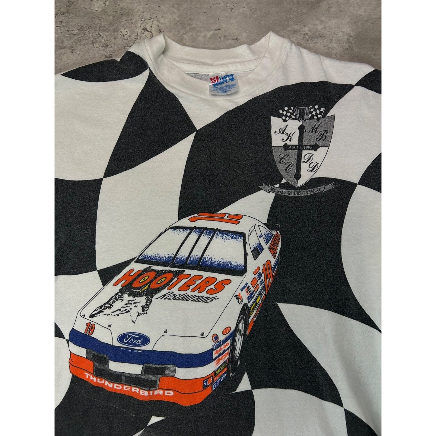 Vintage Loy Allen Jr #19 Hooters Racing Nascar All Over Print T-Shirt Size Large