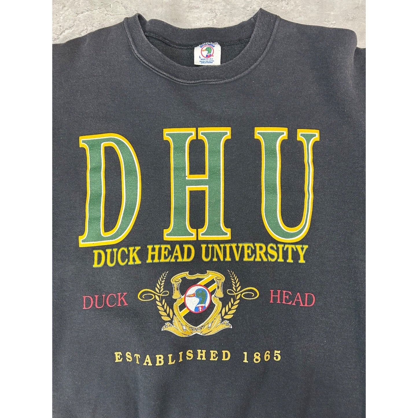 Vintage Duck Head University Collegiate Style Graphic Sweatshirt Size Large
