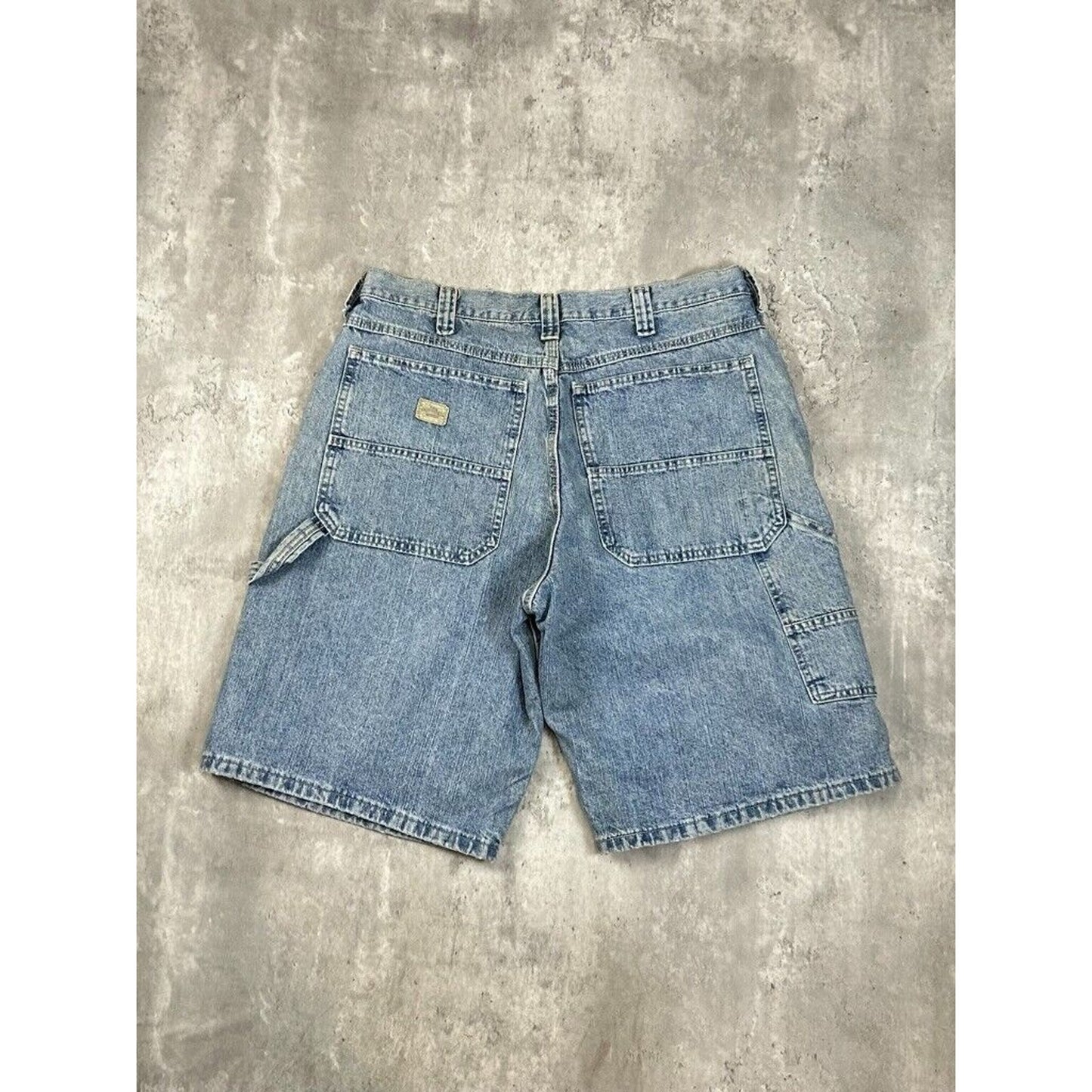 Vintage Wrangler Jeans Light Wash Denim Workwear Carpenter Shorts Size 35 Blue
