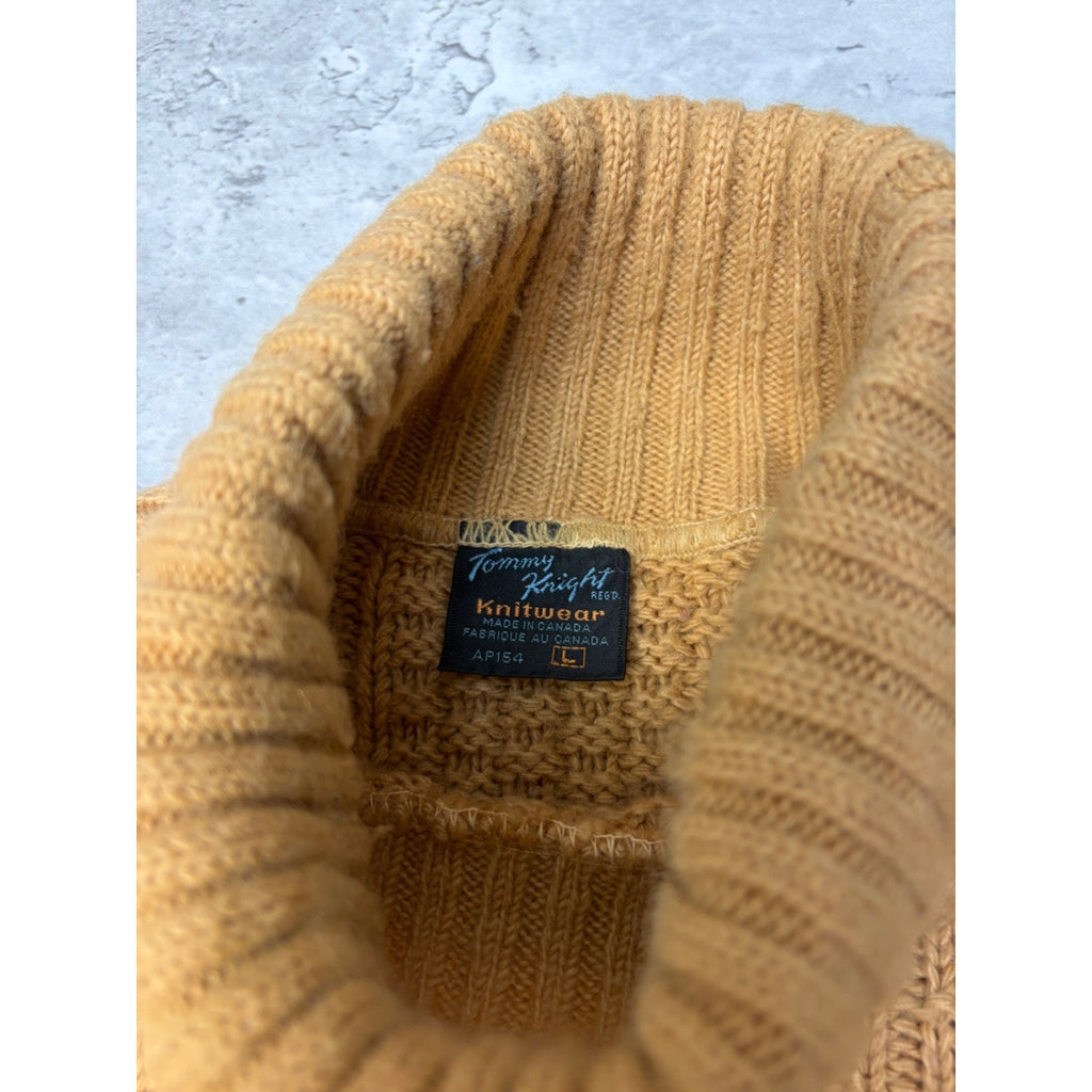 Vintage 80s Tommy Knight Cable Knit Turtle Neck Pullover Sweater Size Large