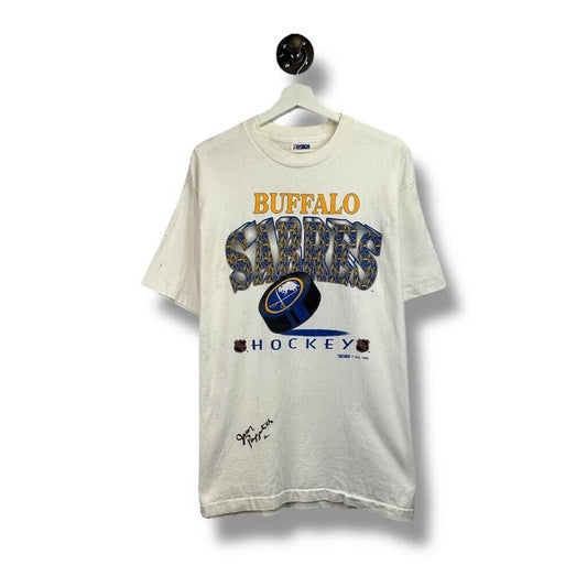 Vintage 1993 Buffalo Sabres NHL Puck Graphic Hockey T-Shirt Size XL