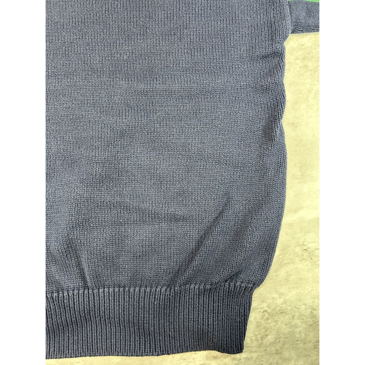 Vintage 90s Varsity Striped Pullover Ribbed Knit Sweater Size Medium Green/Blue