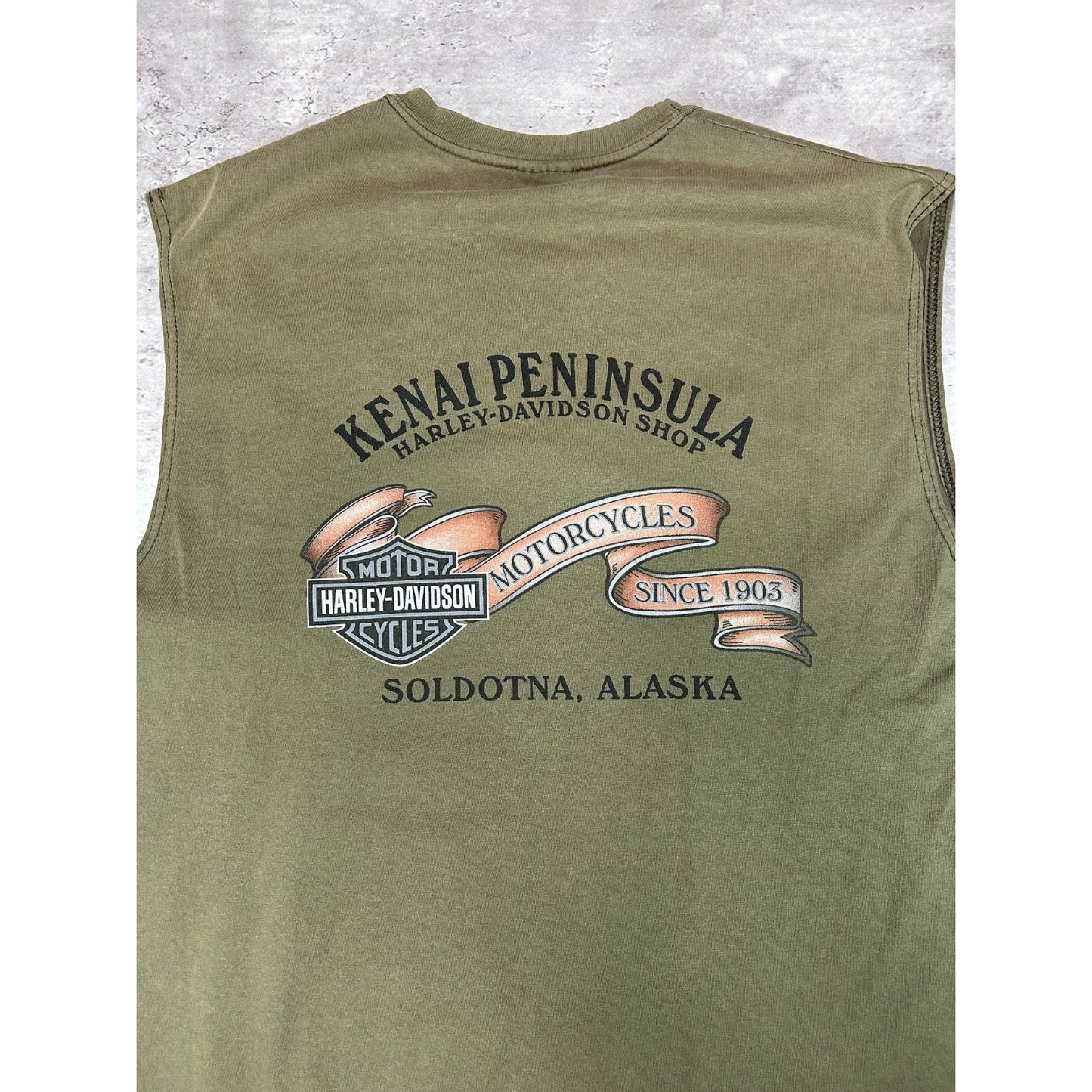 Vintage Harley Davidson Motorcycles Spellout Graphic Sleeveless T-Shirt Sz Large